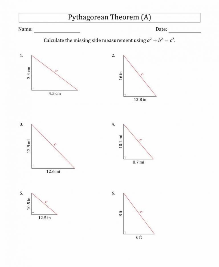 Pythagorean Theorem Proof Worksheet