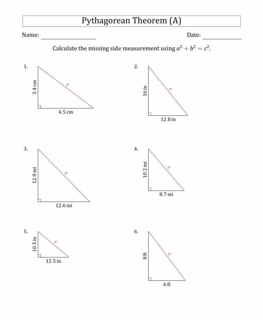 Pythagorean Theorem Worksheet 1 Trigonometric Identities