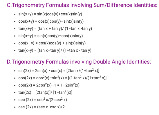 Trigonometry Formula