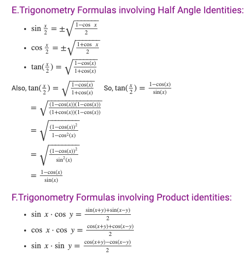 Trigonometry Formula