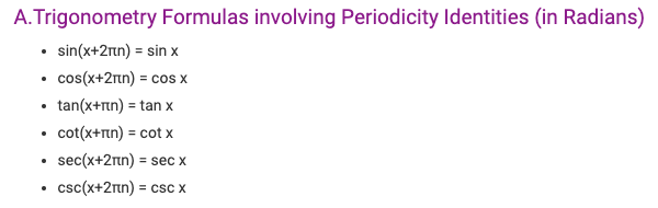 Trigonometry Formula