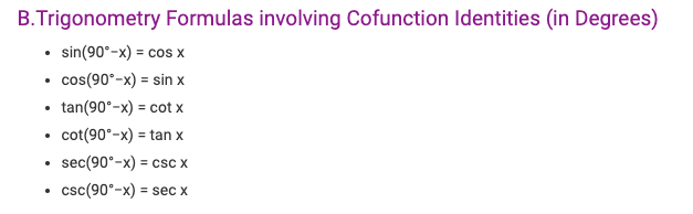 Trigonometry Formula