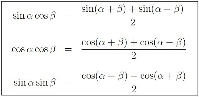 Trigonometry Formulas Involving Sum Difference Product Identities