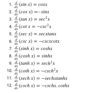 differentiation of a function formula