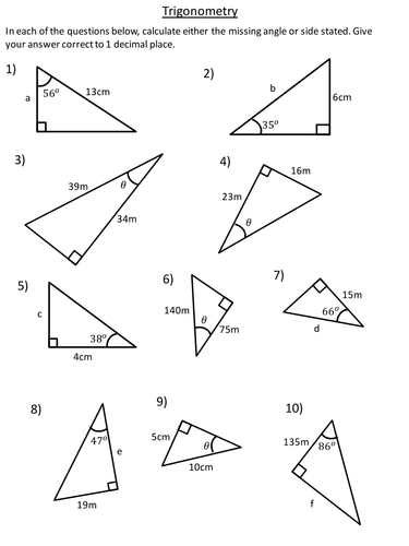 trigonometric ratios and finding missing sides homework