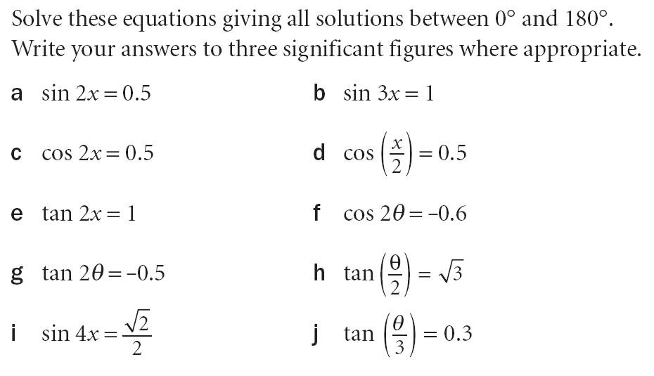 solve trig equation practice problems