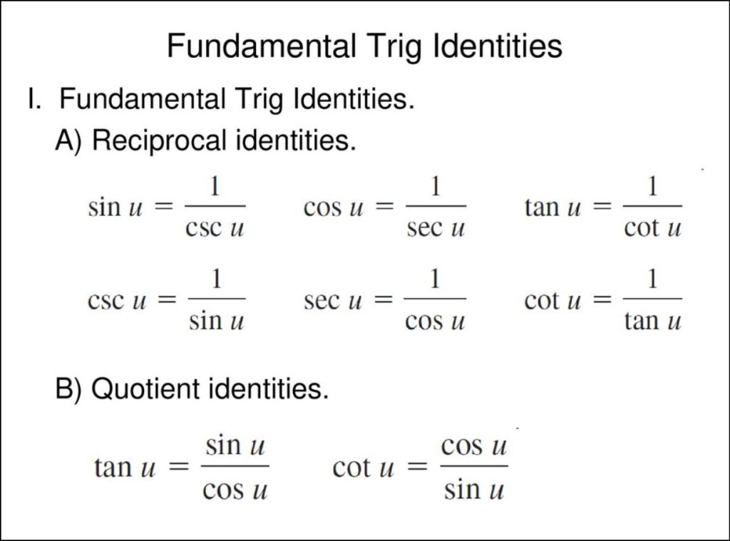 The Basic 8 Trig Identities Worksheet With Answers