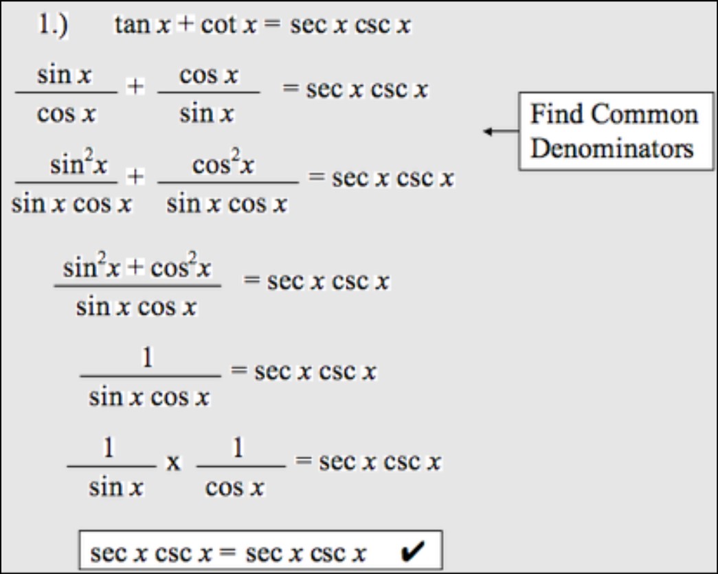 How To Verify Trig Identities Easy Methods 