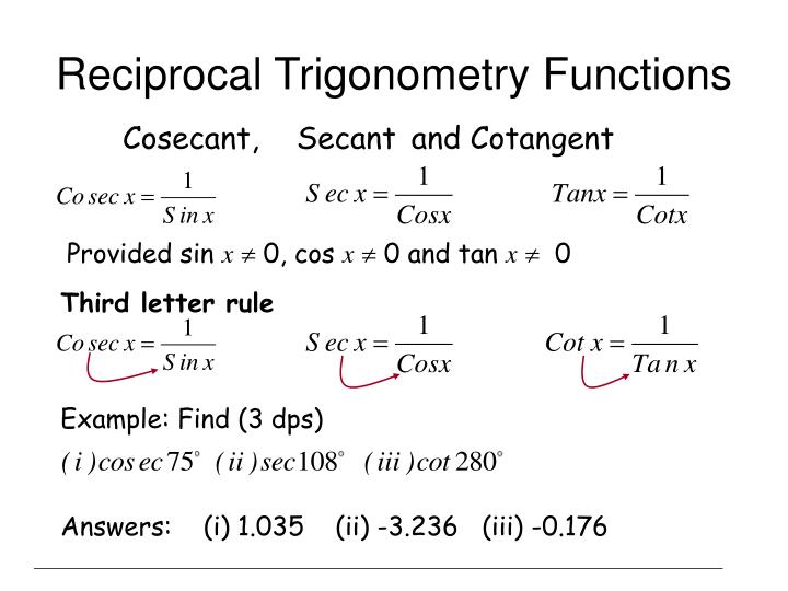 Reciprocal Trig Functions