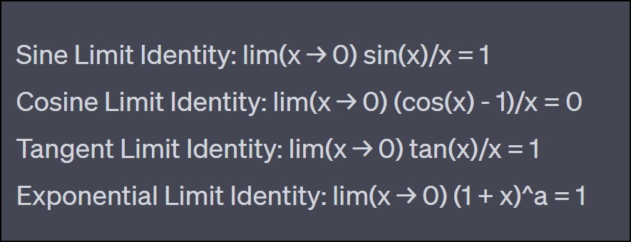Trig Limit Identities