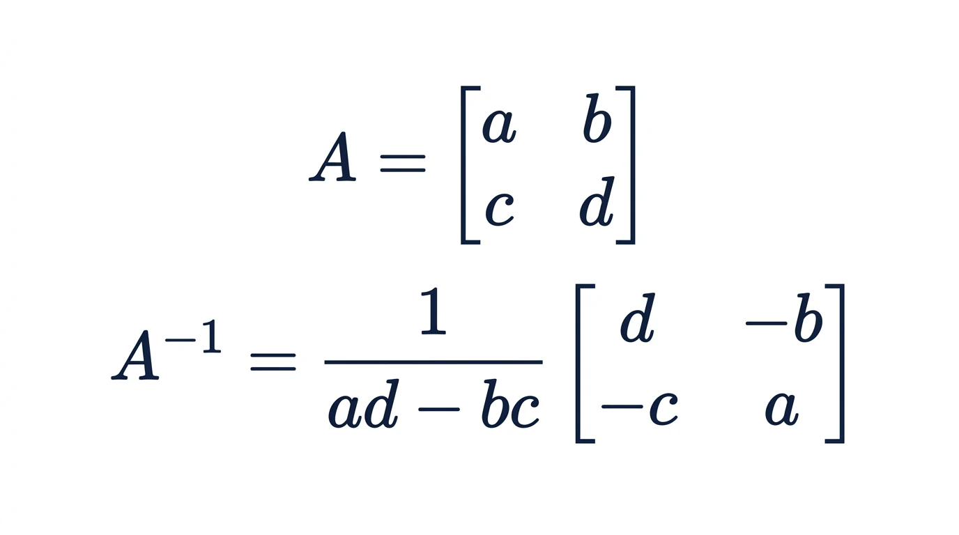 Inverse 2x2 Matrix Formula Step by Step